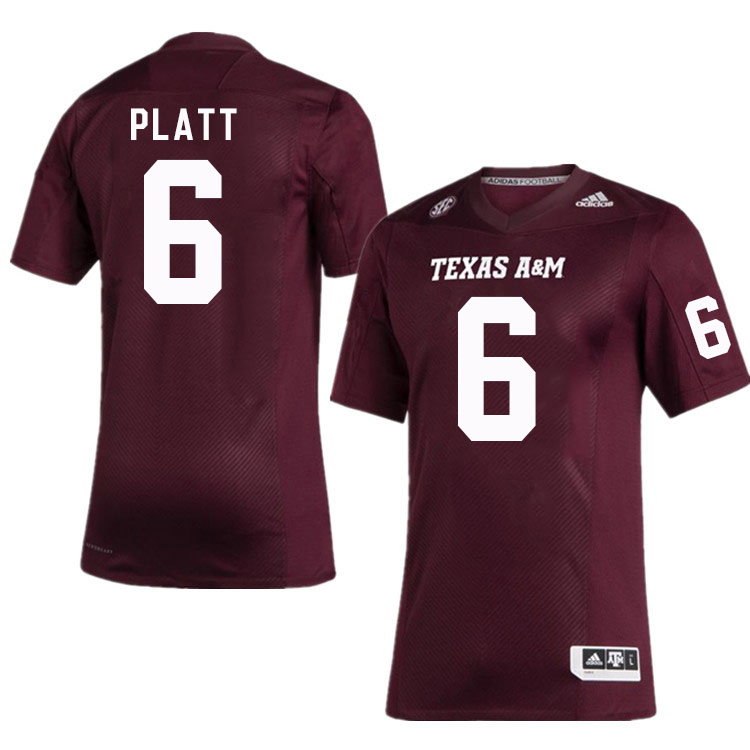 Men #6 Jaden Platt Texas A&M Aggies College Football Jerseys Stitched Sale-Maroon - Click Image to Close